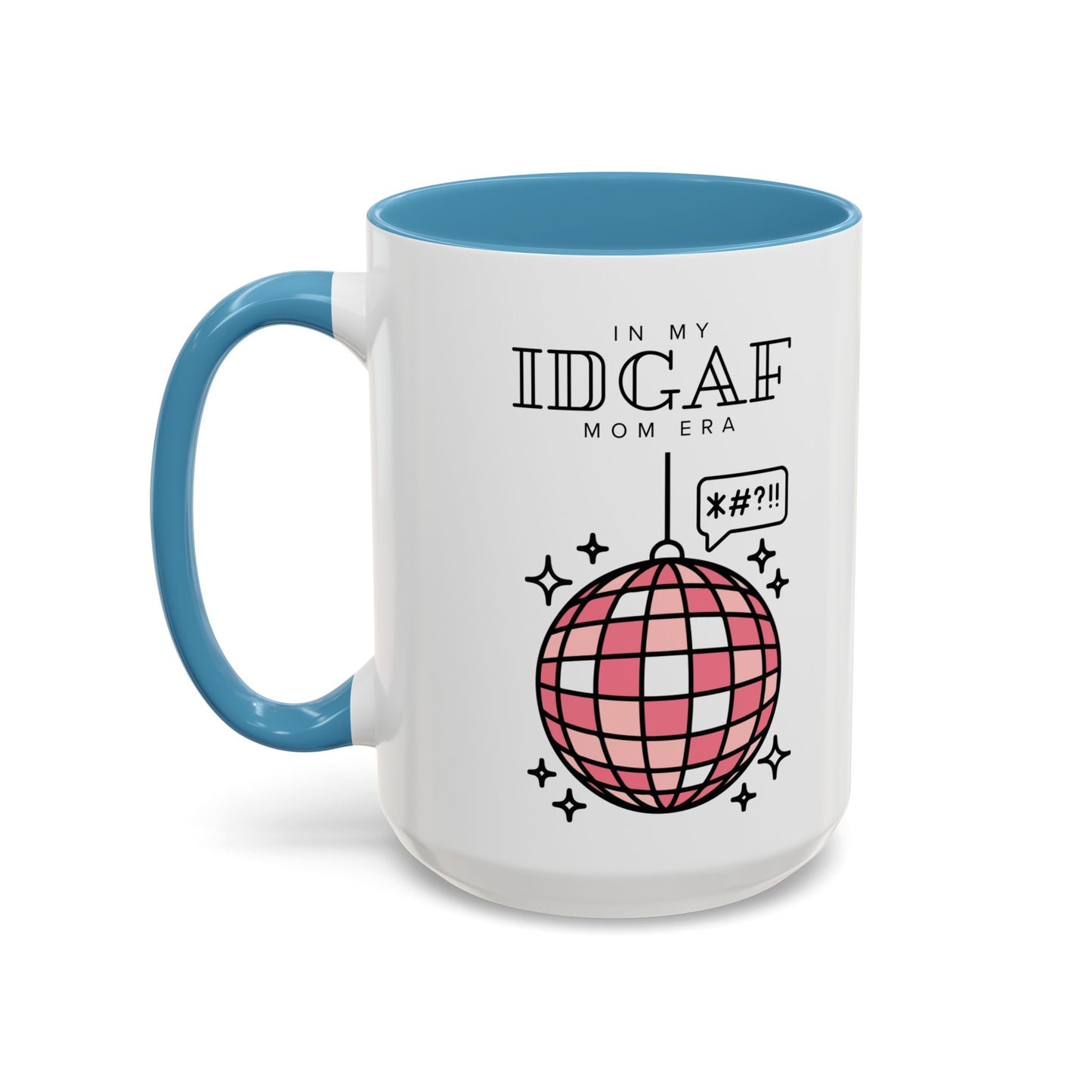 Retro Disco Globe Illustration Mug | Accent Coffee Mug, Red Interior