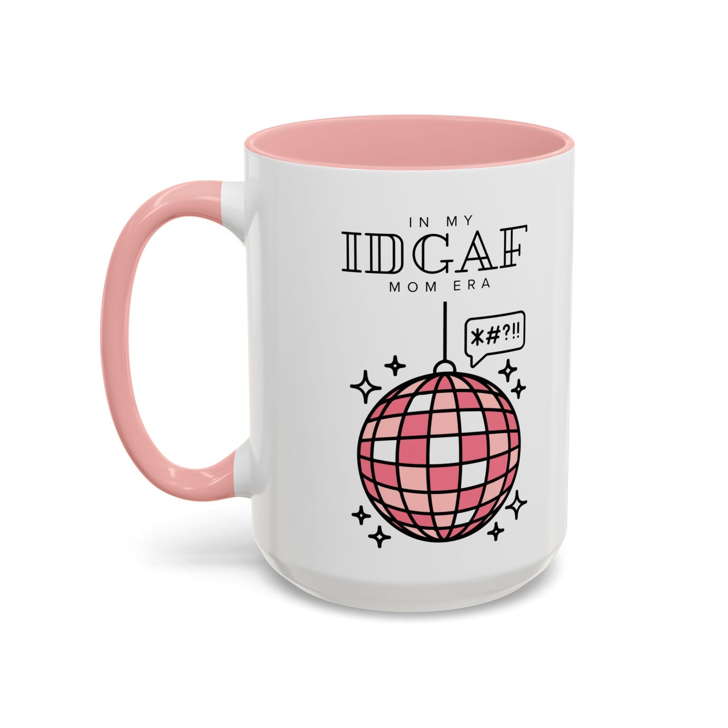 Retro Disco Globe Illustration Mug | Accent Coffee Mug, Red Interior