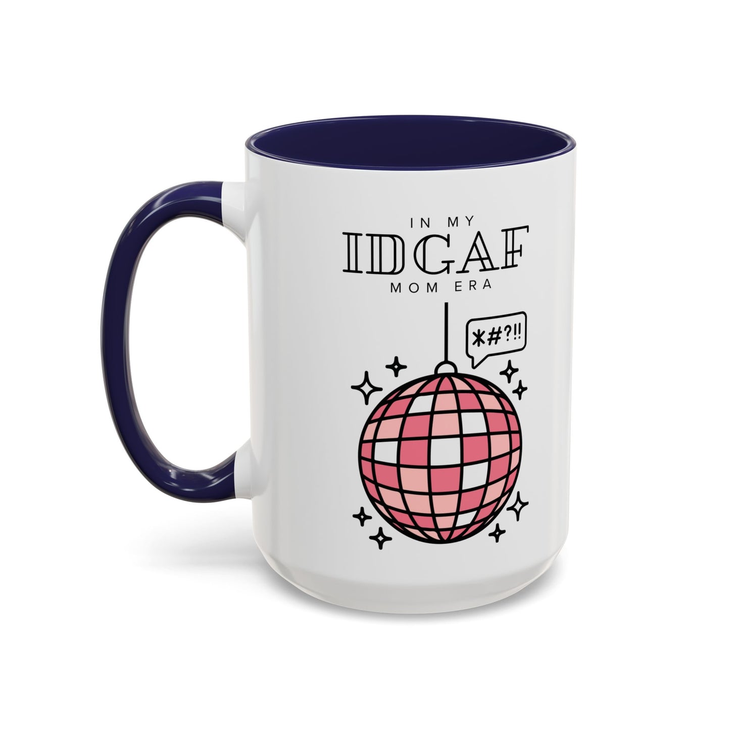 Retro Disco Globe Illustration Mug | Accent Coffee Mug, Red Interior