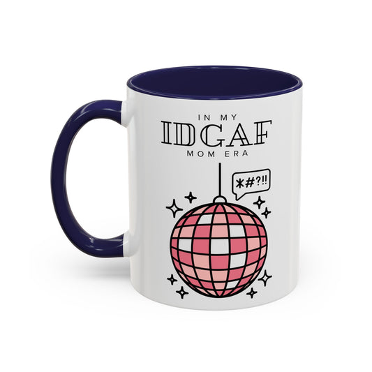 Retro Disco Globe Illustration Mug | Accent Coffee Mug, Red Interior